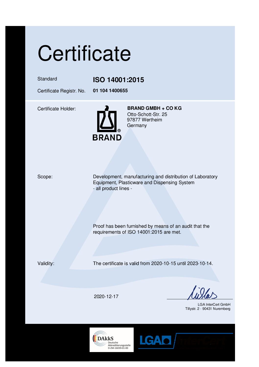 Certificati ISO - 14001