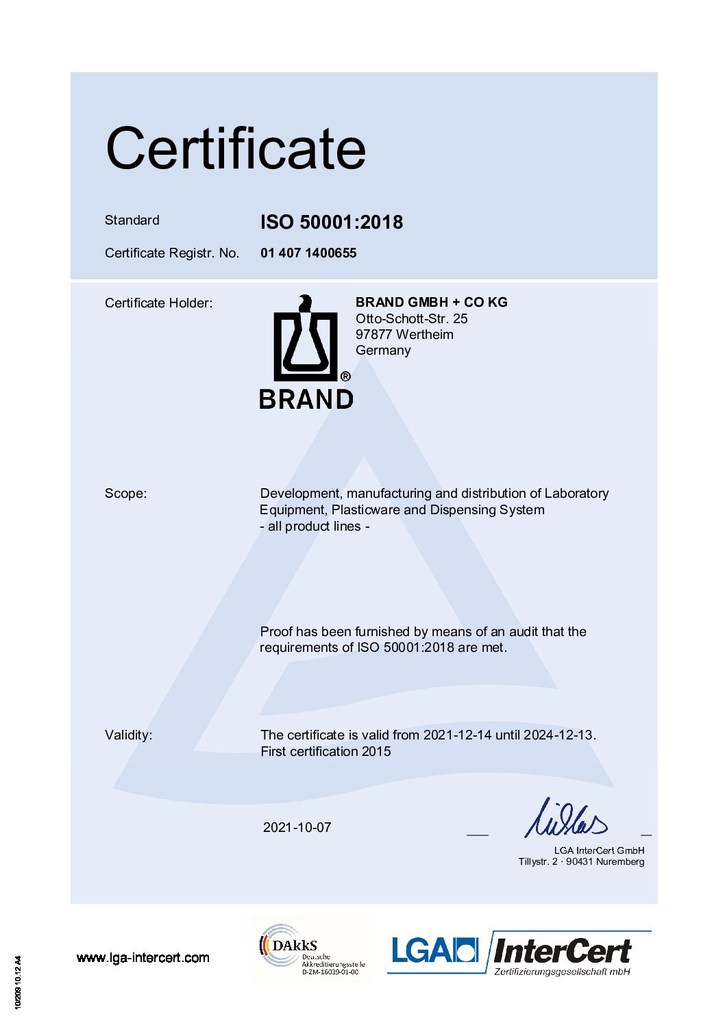 Certificati ISO - 50001