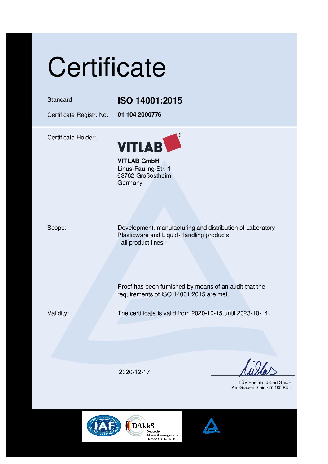 Certificati ISO - 14001